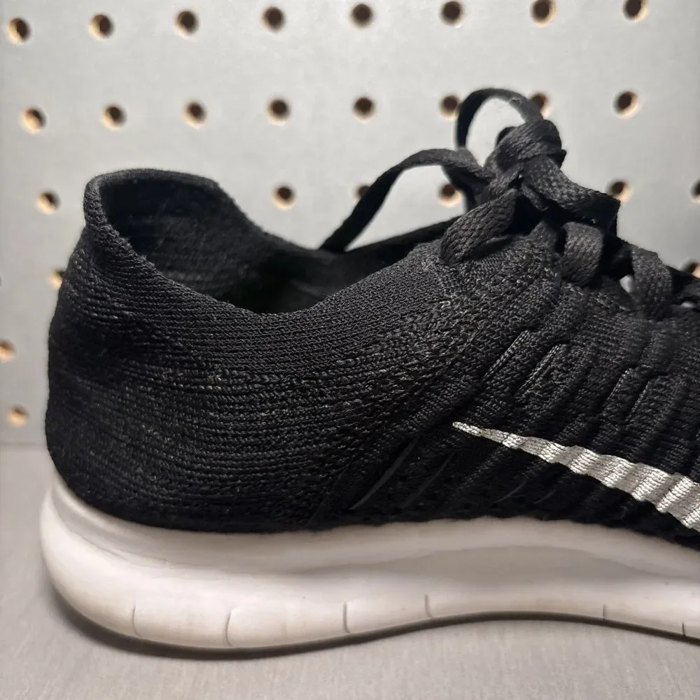 Nike Free RN Flyknit Running Shoes Mens Sz 9.5 Black/White Sneakers 831069-001